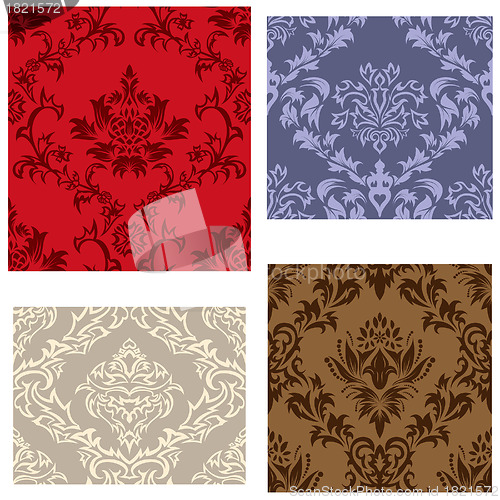 Image of seamless damask pattern set