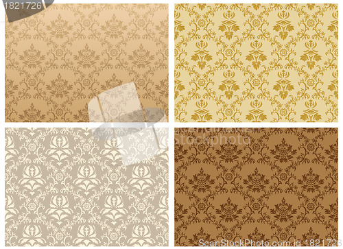 Image of seamless damask pattern set