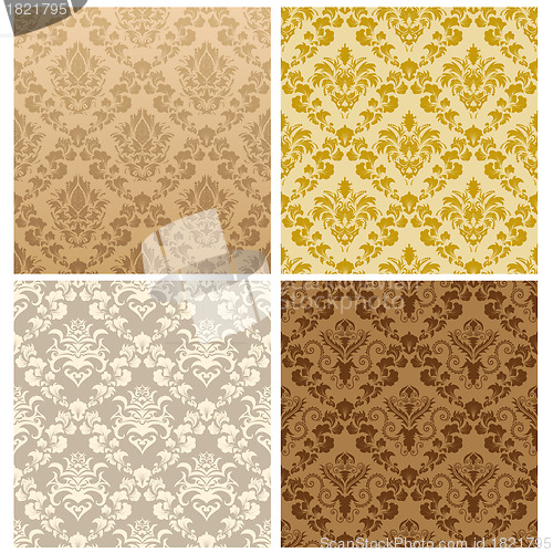 Image of seamless damask pattern set