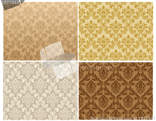 Image of seamless damask pattern set