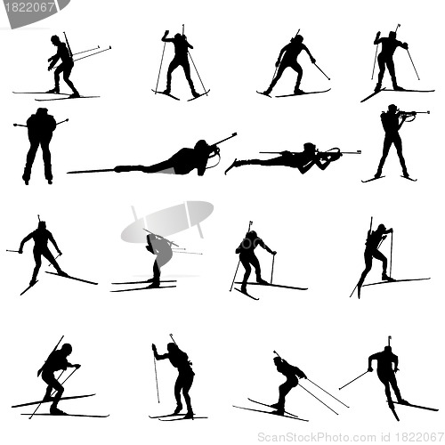 Image of biathlon silhouette set