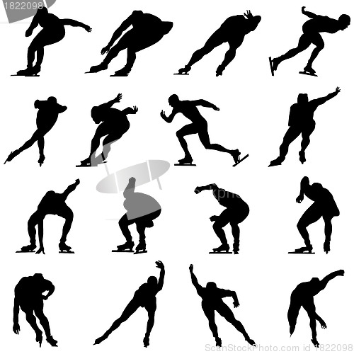 Image of skating man silhouette set