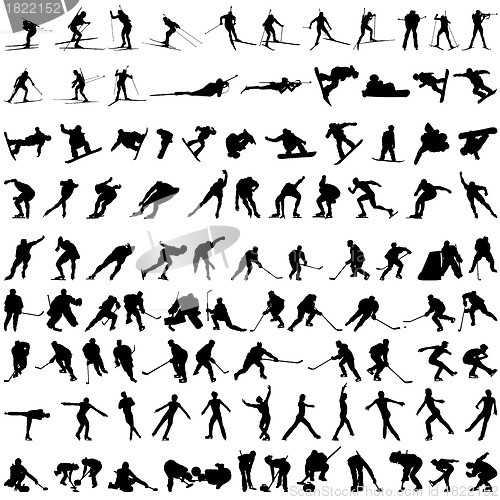 Image of Set of winter sport silhouettes