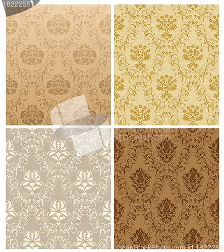 Image of seamless damask pattern set
