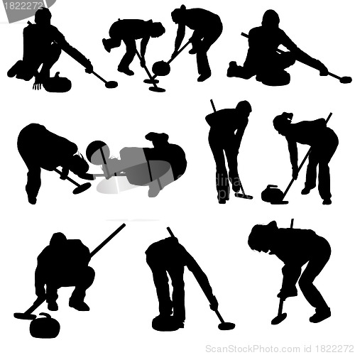 Image of curling silhouette set