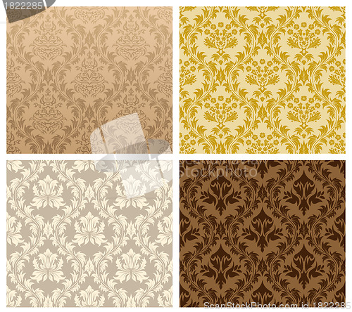 Image of seamless damask pattern set