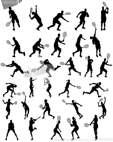 Image of tennis silhouette set for design use