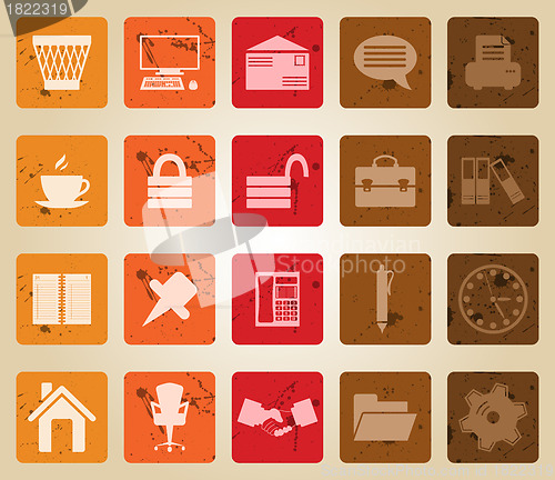 Image of business and office icons set
