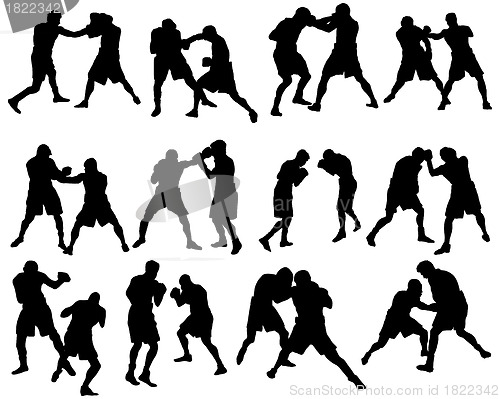 Image of boxing silhouette set