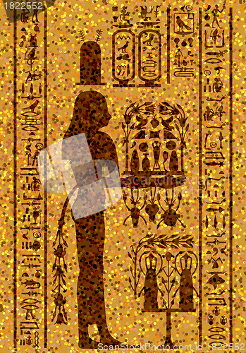 Image of egyptian hieroglyphs and fresco