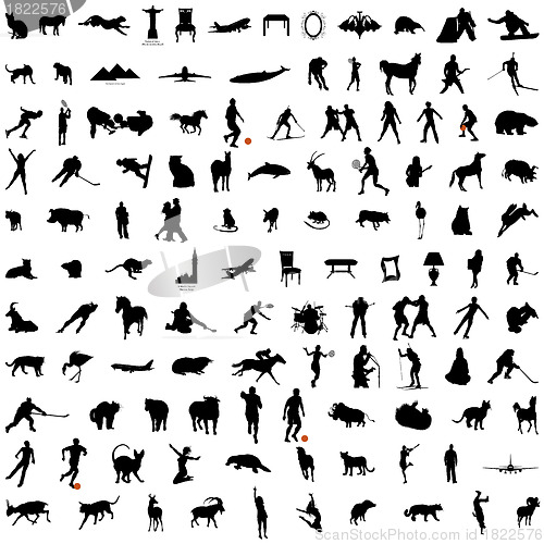 Image of Set of collage silhouette