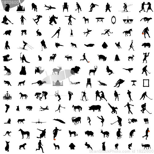 Image of Set of collage silhouette