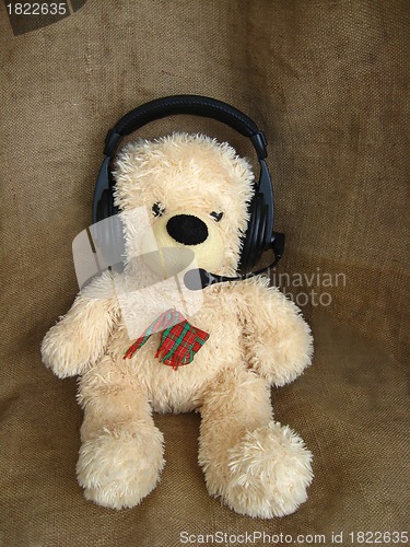 Image of Toy bear in headphones