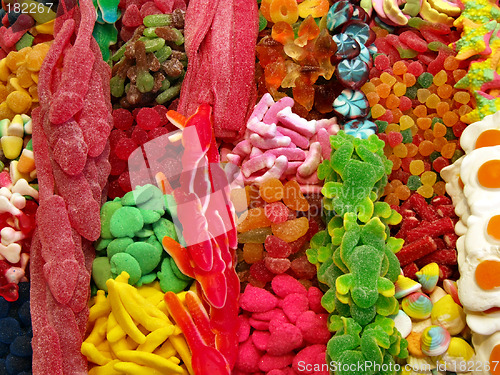 Image of Colorful sweets in a snack stall