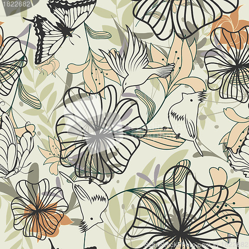 Image of Seamless vector floral pattern