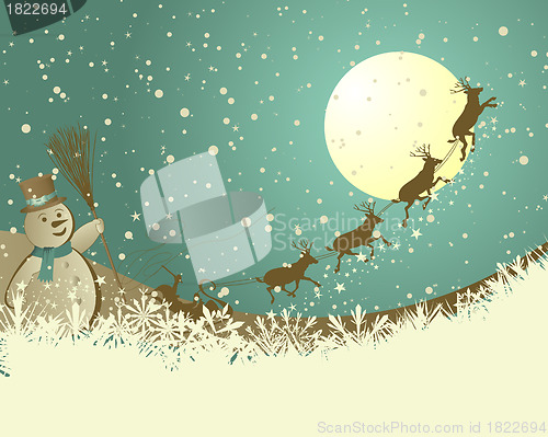 Image of Retro vector Christmas (New Year) card