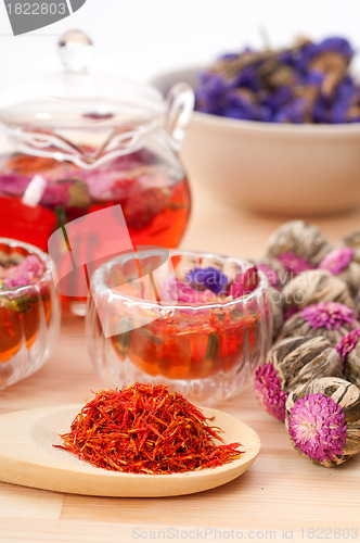 Image of Herbal natural floral tea infusion with dry flowers