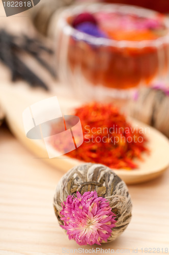 Image of Herbal natural floral tea infusion with dry flowers