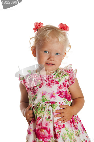 Image of Portrait of the little girl, it is isolated on white