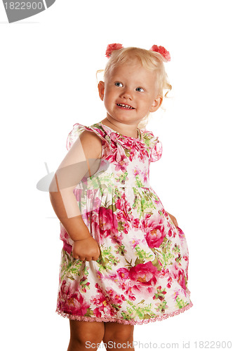 Image of Portrait of the little girl, it is isolated on white