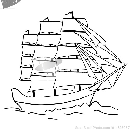 Image of Sketch of nautical sailing vessel