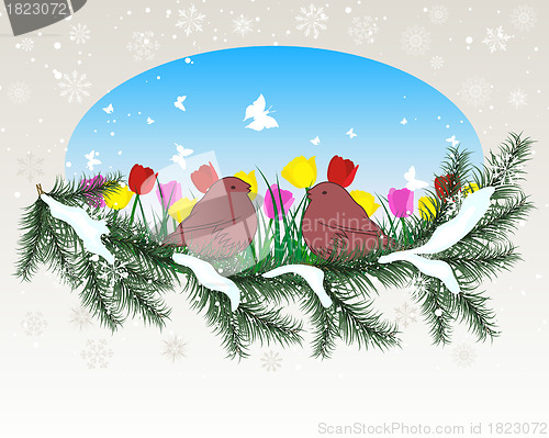 Image of winter window with summer