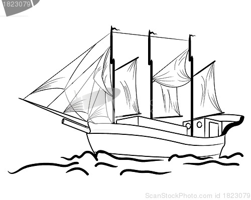 Image of Sketch of nautical sailing vessel