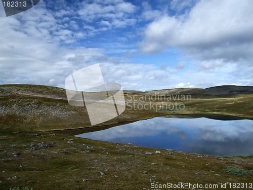 Image of Beautiful lake in Scandinavian uplands