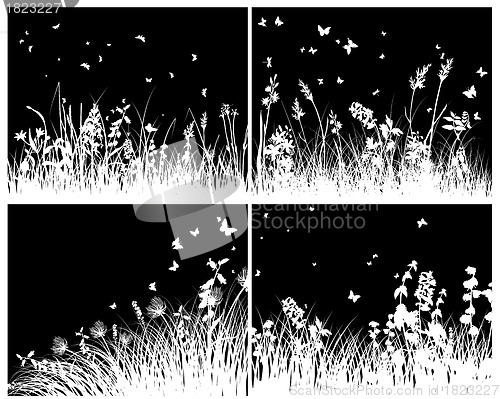 Image of meadow silhouette set