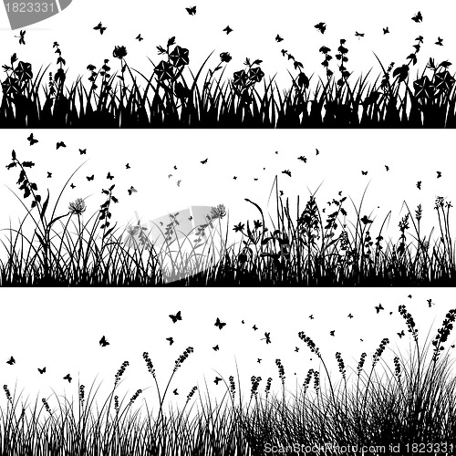 Image of meadow silhouette set