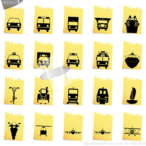 Image of transportation icon set