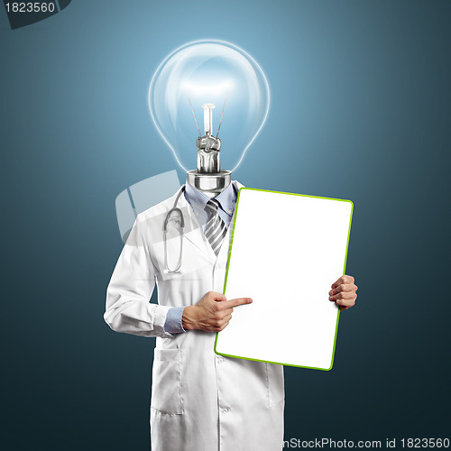 Image of Lamp Head Doctor Man With Empty Board