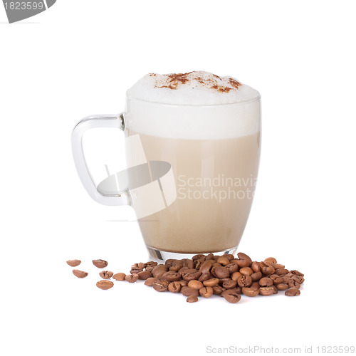 Image of cup of latte isolated on white
