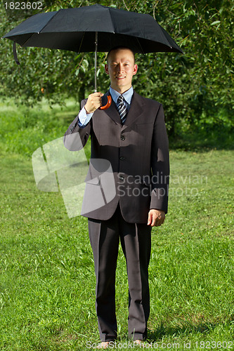 Image of Businessman Working Outdoors