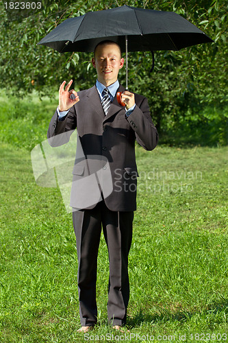 Image of Businessman Working Outdoors