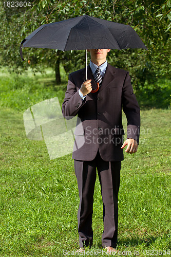Image of Businessman Working Outdoors