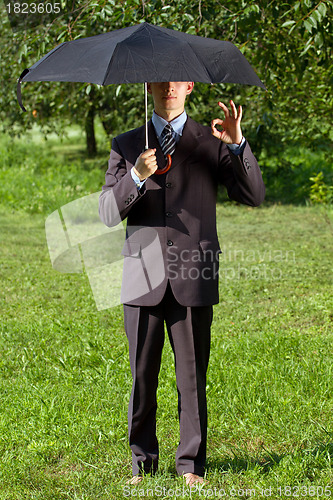 Image of Businessman Working Outdoors