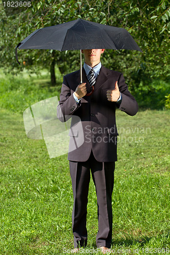 Image of Businessman Working Outdoors