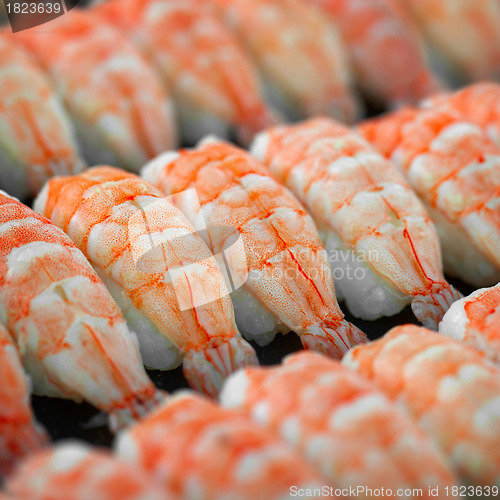 Image of Shrimp sushi close up