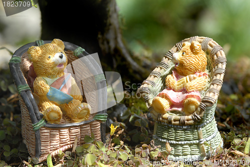 Image of baby boy and girl teddy bears