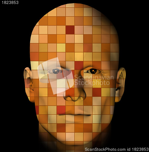 Image of man portrait with colorful squares