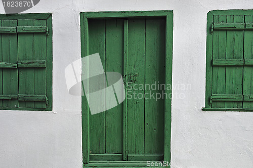 Image of green wooden door