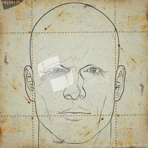Image of head on stained paper