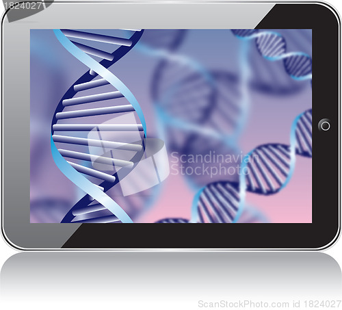 Image of DNA helix, abstract background on the tablet sxreen. EPS10   
