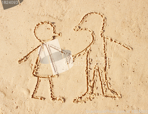 Image of Drawing on the wet sand