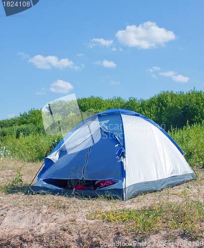 Image of Tent of blue color