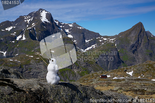 Image of Snowman in summer in arctic