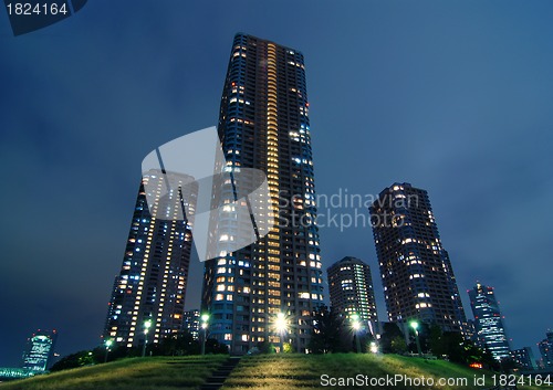 Image of night skyscrapers