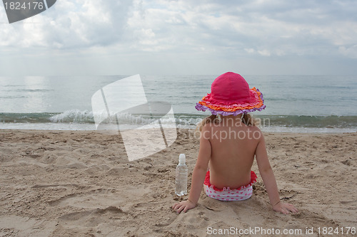 Image of Adorable little girl at the beach 