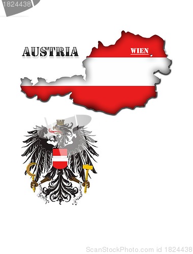 Image of The map and the arms of Austria